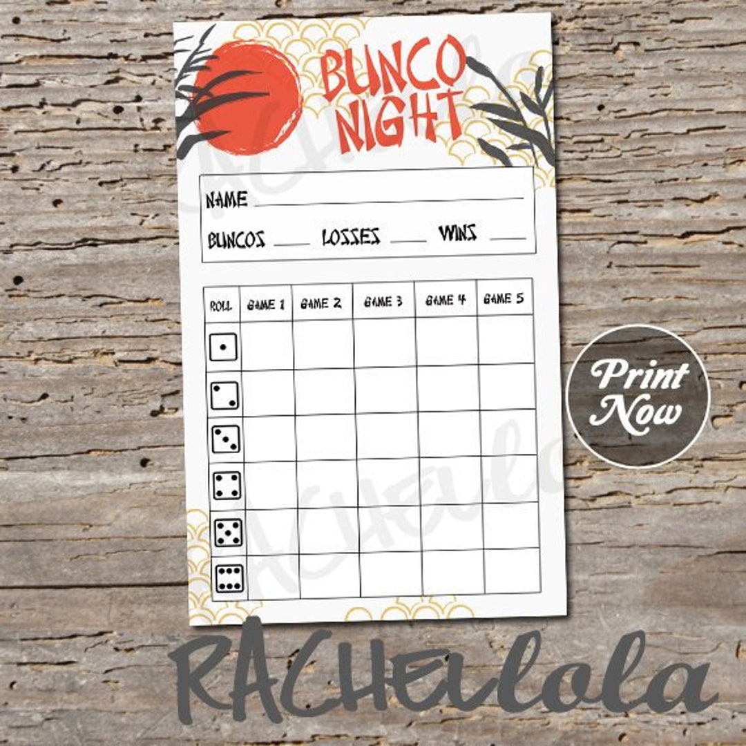 Chinese New Year Bunco Score Card, Score Sheet, Bunko Party, Scorecard ...