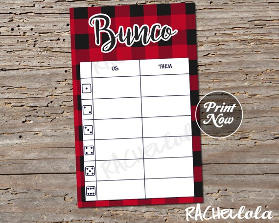 Christmas Bunco tally sheets, us them table tally cards, Red buffalo ...