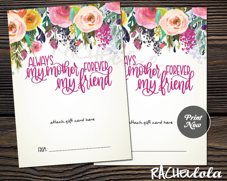 Printable Mothers day gift card holder Floral template Mom image 0