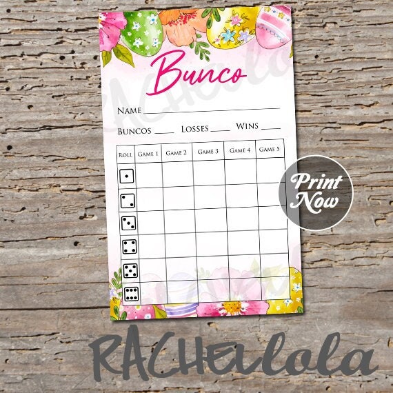 Easter Egg Bunco Score Card Score Sheet Bunko Party Scorecard