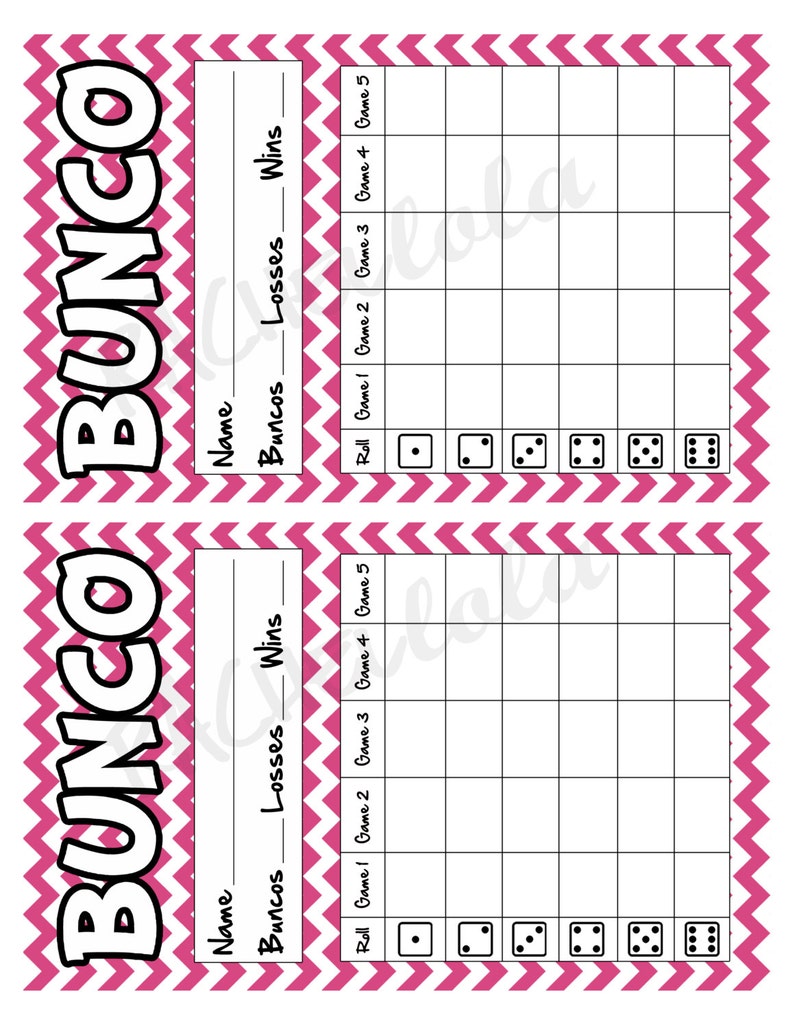 Free Printable Bunco Score Sheets Summer