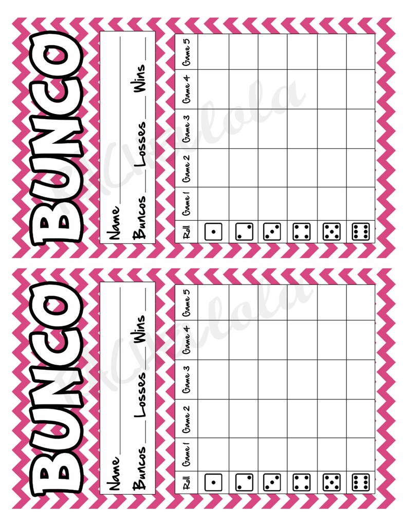Free Printable Bunco Score Sheets Summer Printable Word Searches