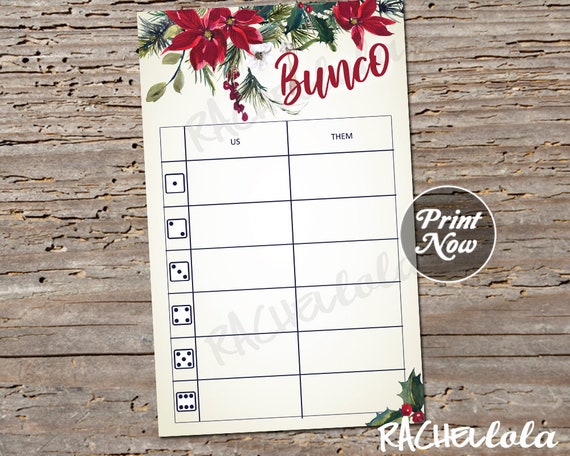 Christmas Poinsettia Bunco, Table tally sheets, us them tally cards ...