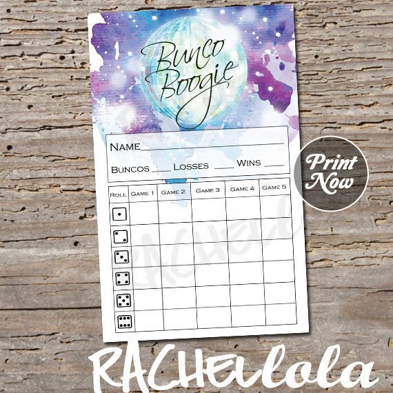 70s Disco bunco score card, Score sheet, Bunko Boogie party, scorecard, Girls night group, Printable template, Instant digital download Il_570xn