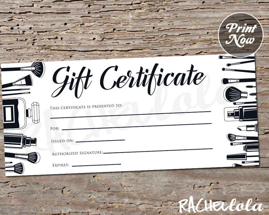 Makeup, Gift Certificate Printable Fillable Template, Christmas, Coupon ...