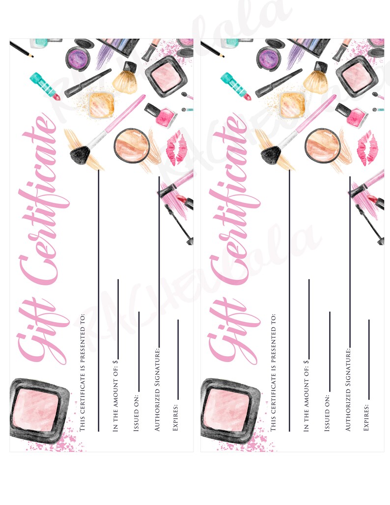 Makeup Gift Certificate Printable template Christmas | Etsy