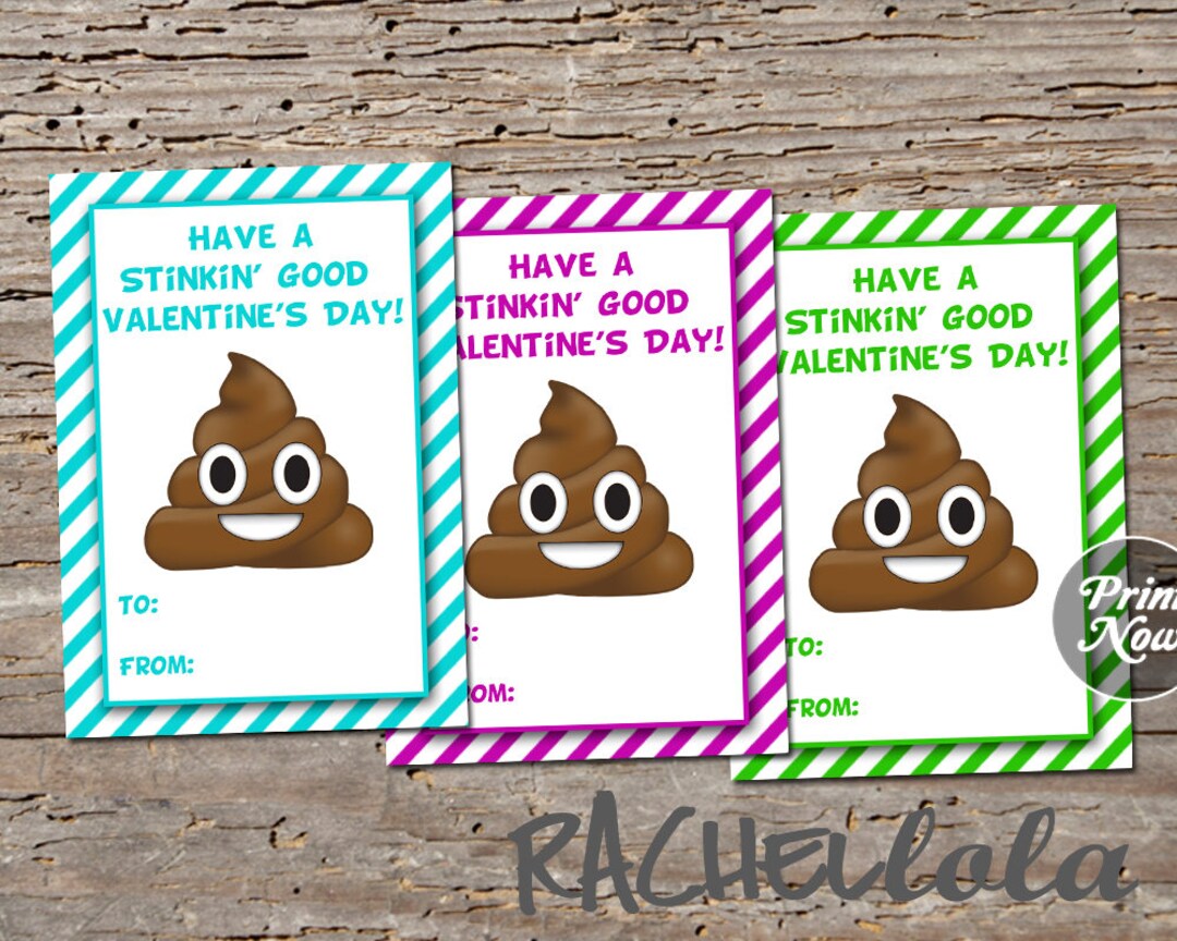 Poop Emoji Valentine's Day Card for Kids, Printable Template, Girl, Boy ...