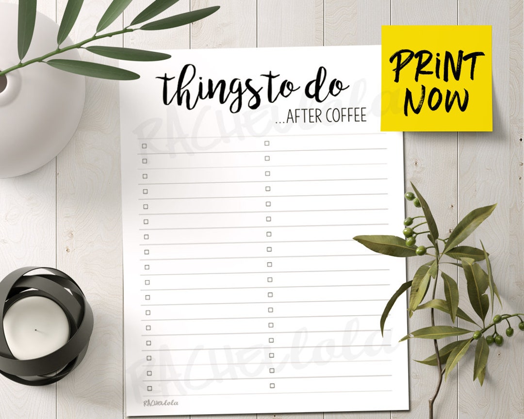 Printable to Do List Template, Funny, After Coffee, Procrastinator