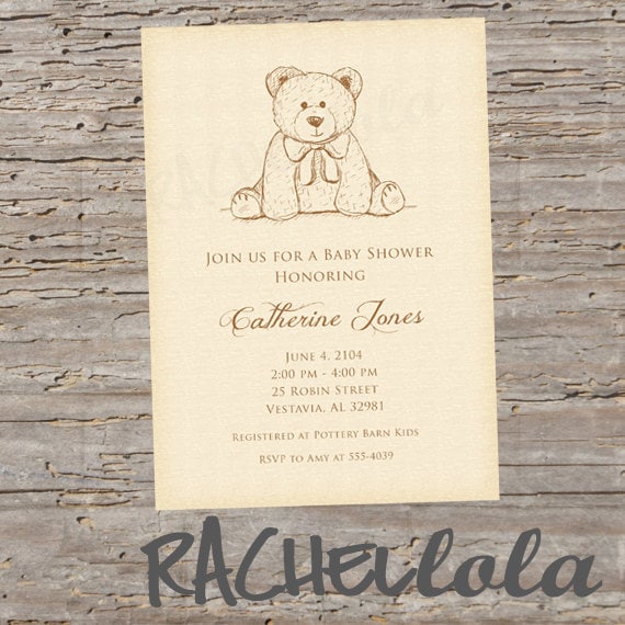 Printable Personalised Boys Invitation Birthday Party Kids Teddy Bear