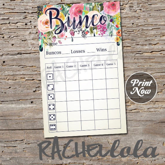 Floral Bunco Score Card Score Sheet Flower Bunko Party Scorecard Spring Summer Garden Printable Template Instant Digital Download By Rachellola Catch My Party