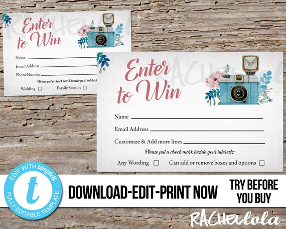 editable photography raffle ticket template printable
