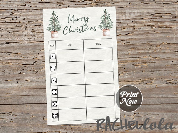 Christmas Bunco score card, Table tally sheets, us them tally cards ...