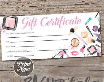 Makeup, Gift Certificate Printable, Fillable template, Christmas, Makeover, Avon, Coupon voucher, Mothers day gift, Instant digital download