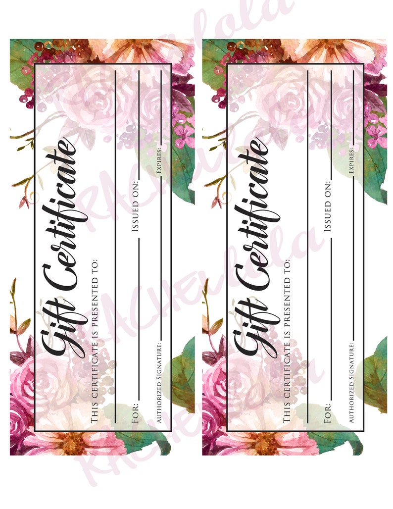 Printable Gift Certificate Fillable Template Photography - Etsy