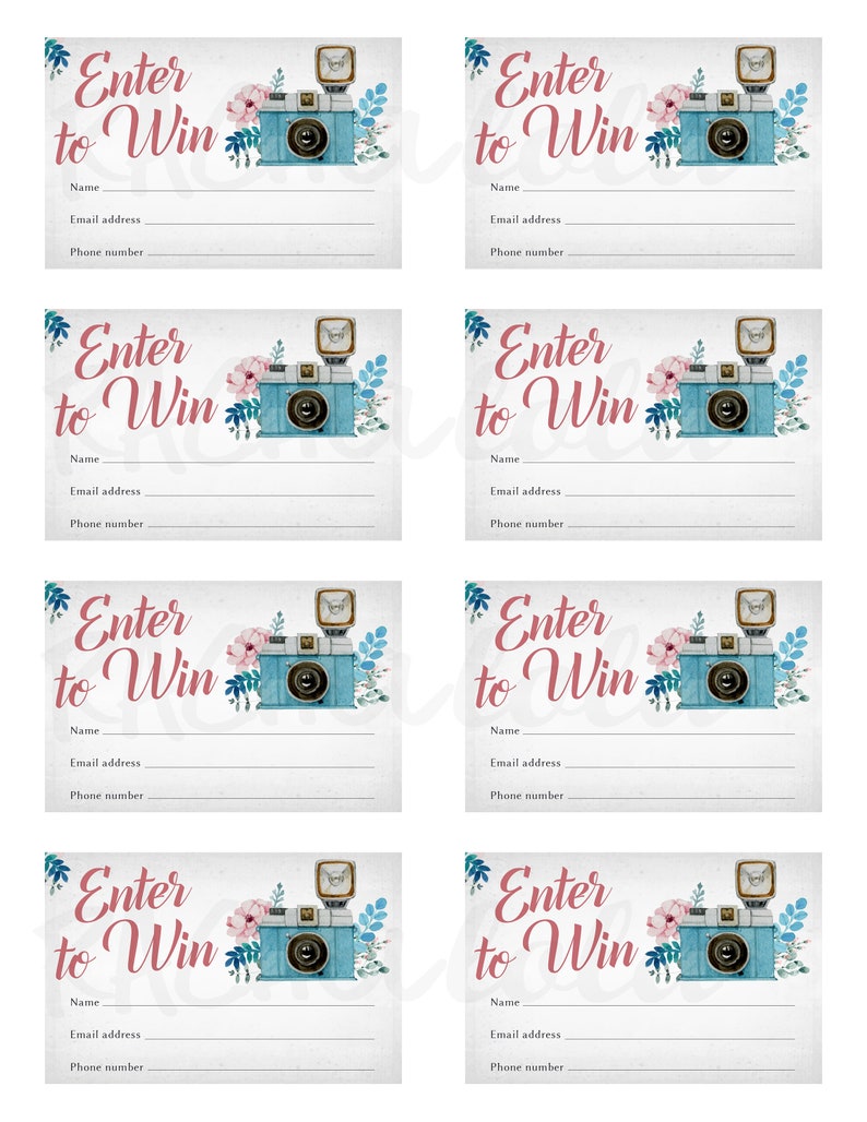 Photography Raffle ticket template, Printable door prize entry form, Enter to win, Instant download, Free Photo Session giveaway Information image 2