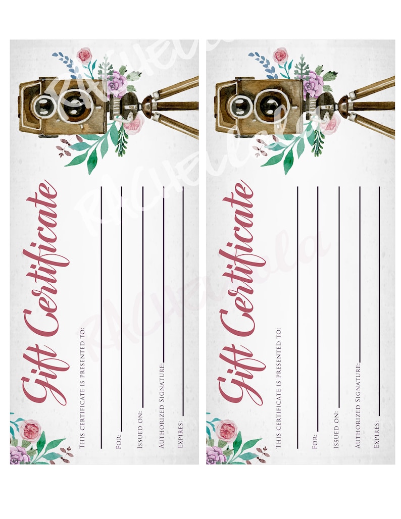 Printable Photography Gift Certificate Template Spring - Etsy