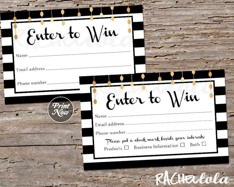 Raffle ticket template, Printable door prize entry form, Enter to win giveaway, Photography photo session, Instant download, Mary kay, Gold zdjęcie 1