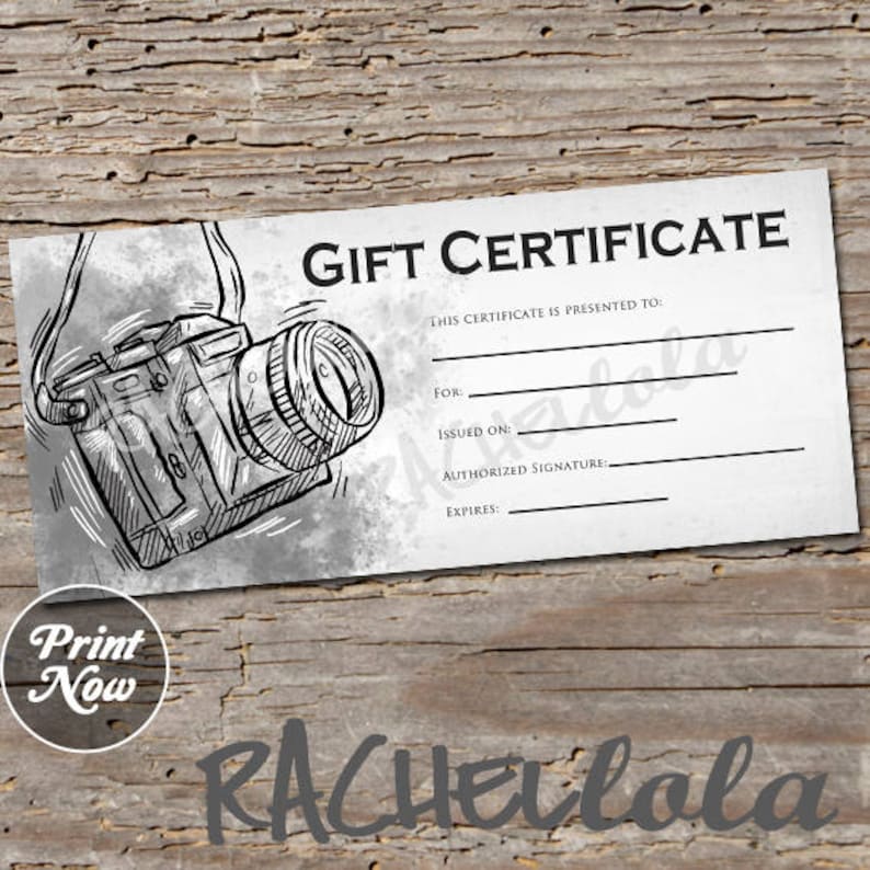 Printable Photography Gift Certificate template Photo