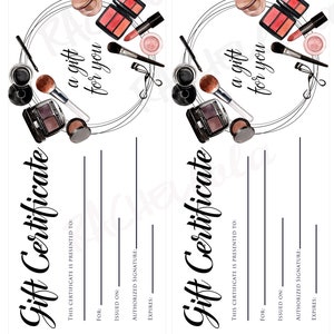 Makeup Gift Certificate Printable, Fillable Template, Christmas ...