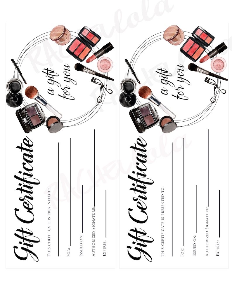 Makeup Gift Certificate Printable Fillable Template - Etsy