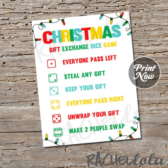 Christmas Gift Exchange Dice Game Instant Download Christmas 