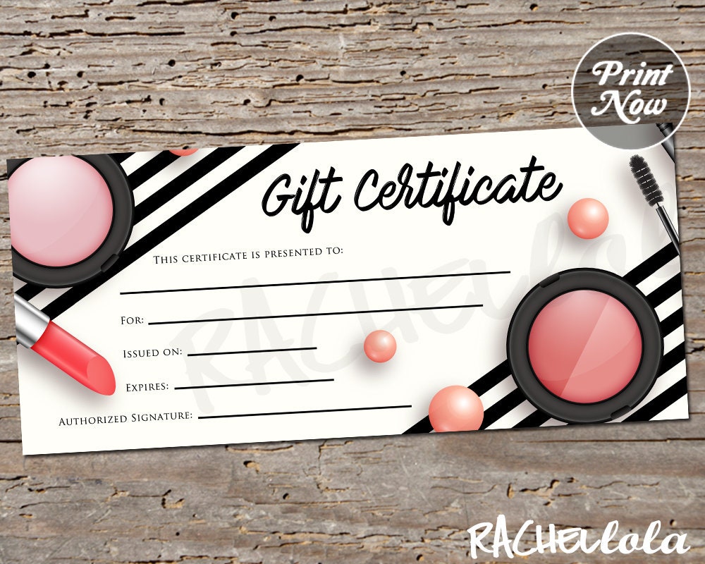 Makeup Printable Gift Certificate template Stylist Spring | Etsy