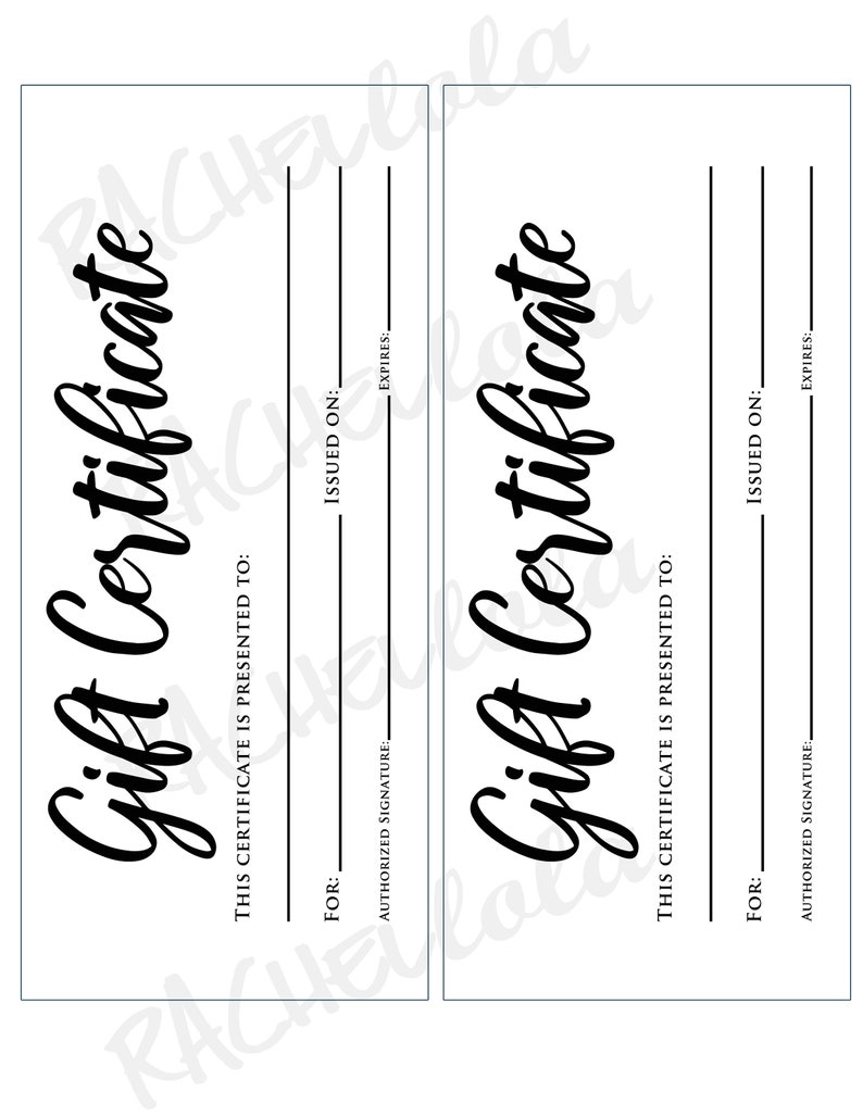 Printable Gift Certificate Template Kraft Photography - Etsy