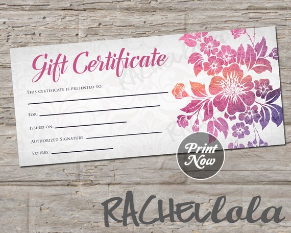 Tropical Floral Printable Gift Certificate Template Photography tropical-floral-printable-gift-certificate-template-photography