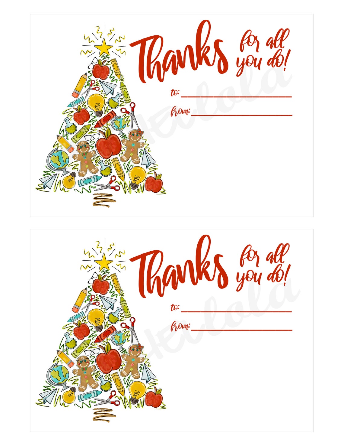 Printable Christmas Teacher Gift Card Holder Holiday Thank | Etsy