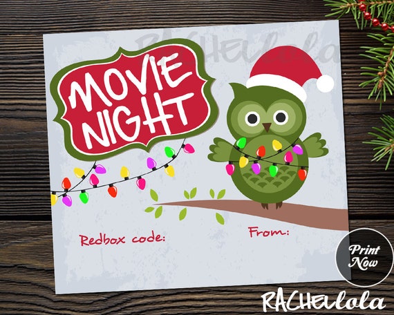 Christmas Redbox Code, Holiday gift tag, Teacher, Neighbor, Movie Night, Stocking Stuffer, Printable template, Instant digital download Il_570xn