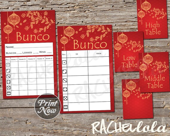Chinese New Year Bunco Bundle, January Scorecard Tally, February Table Signs, Score sheet, Lunar, Printable template, Instant download Il_570xn
