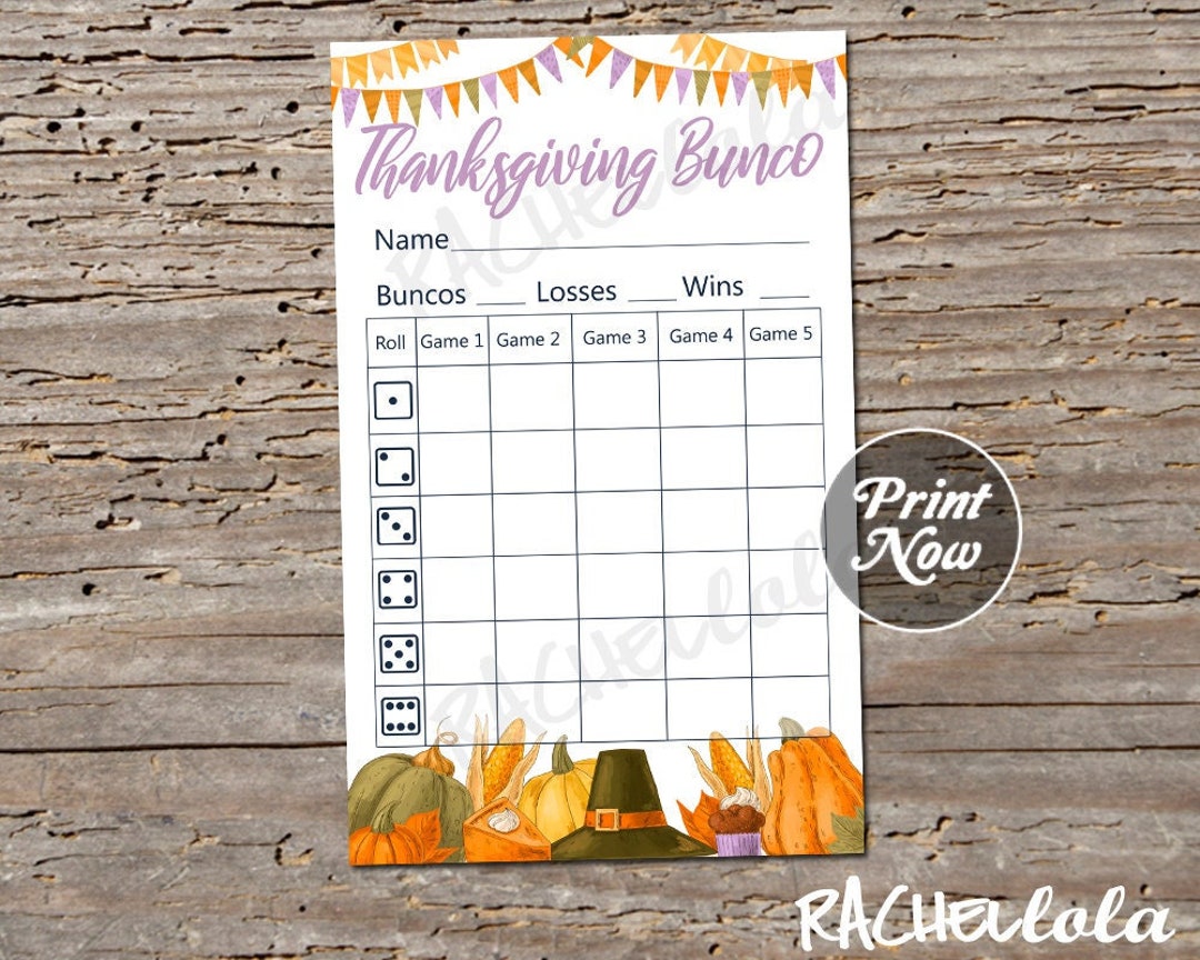 Thanksgiving Bunco Score Card Score Sheet Bunko Party - Etsy