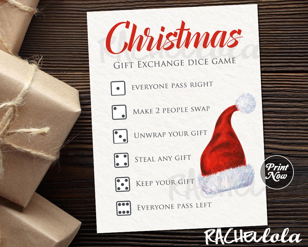 Christmas Dice Game Gift Exchange Rules Printable — TidyLady Printables