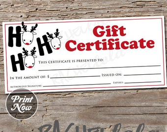 Christmas Gift Certificate Printable Template Photography | Etsy
