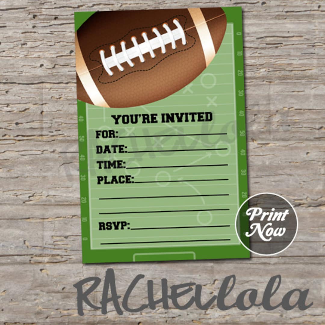 Football Birthday Party Invitation, Printable Template Fill in Blank ...