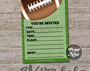 Football birthday party invitation, Printable template fill in blank, Instant digital download, End of season team party, Boy, Watch Game