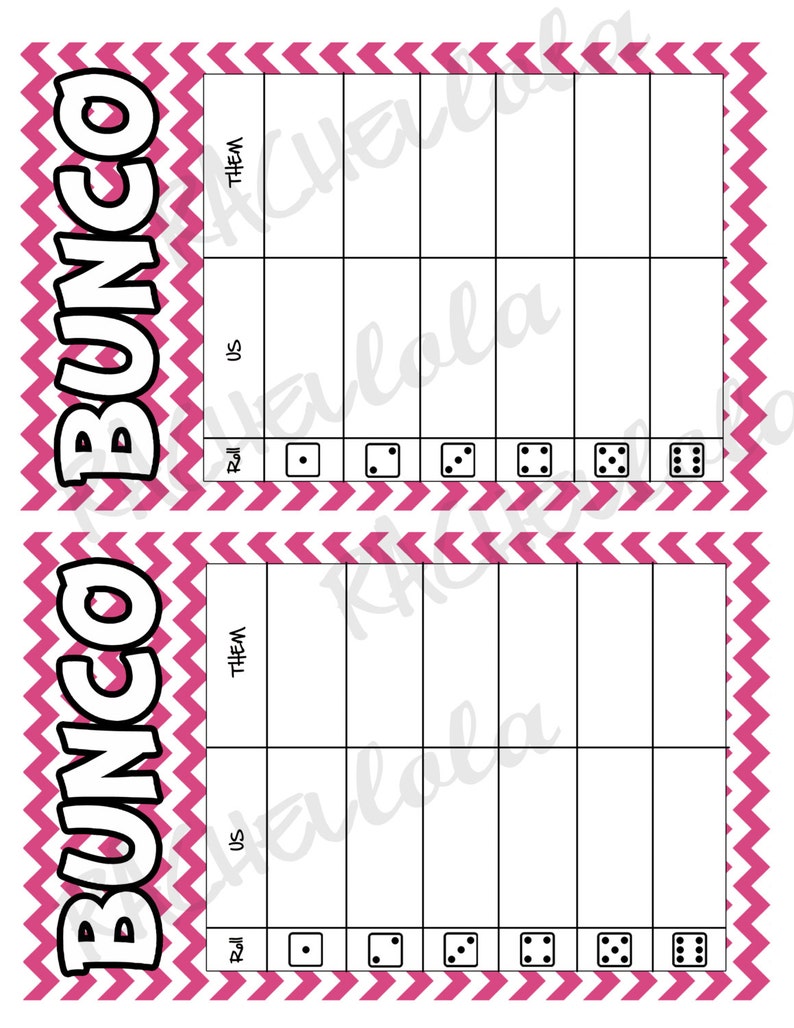 Free Printable Bunco Table Tally Sheets Free Printable Bunco Table Tally Sheets