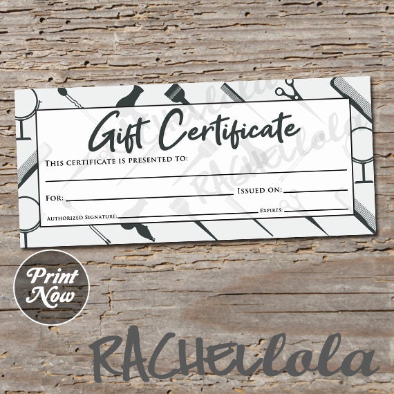 Barber shop Gift Certificate, Fillable printable template, Hair Salon, Coupon voucher, Men stylist, Christmas, Instant digital download Il_570xn