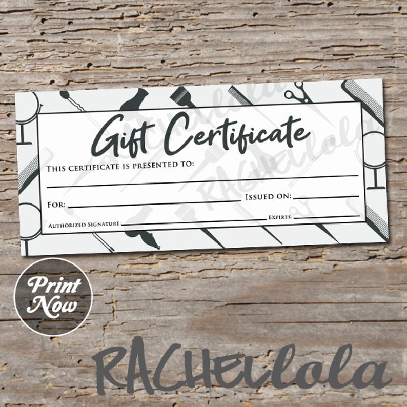 Barber Shop Gift Certificate Fillable Printable Template Etsy de