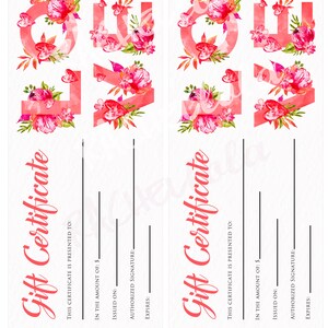 Printable Gift Certificate Template Love Valentine's - Etsy