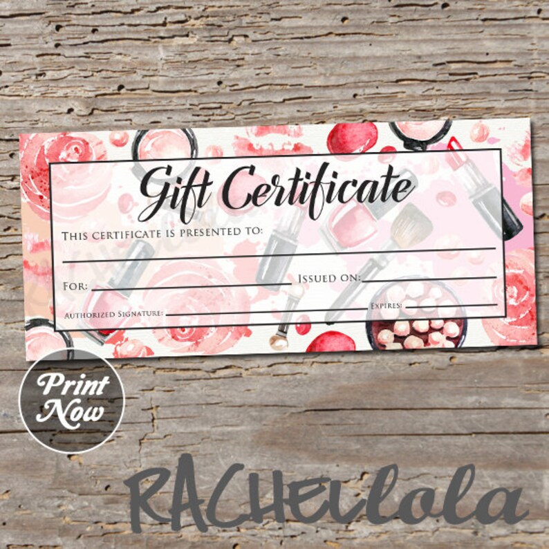 Printable Makeup Gift Certificate Fillable Template Coupon - Etsy