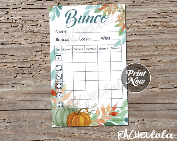 Fall bunco score sheet, Thanksgiving, Halloween, October, November, Pumpkin score card, bunko party, scorecard, instant digital download