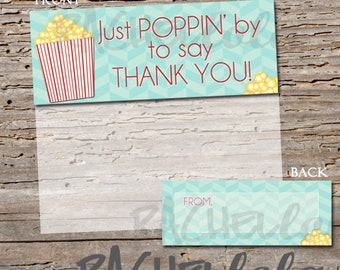 Printable popcorn bag topper, Teacher appreciation Thank you template, Year end, Volunteer, Movie night, Instant download, Christmas, DIY