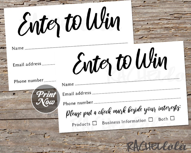 Raffle ticket template, Printable enter to win, Entry form, Door prize giveaway, Essential oil, Event, Party, Business, Instant, Sales image 1