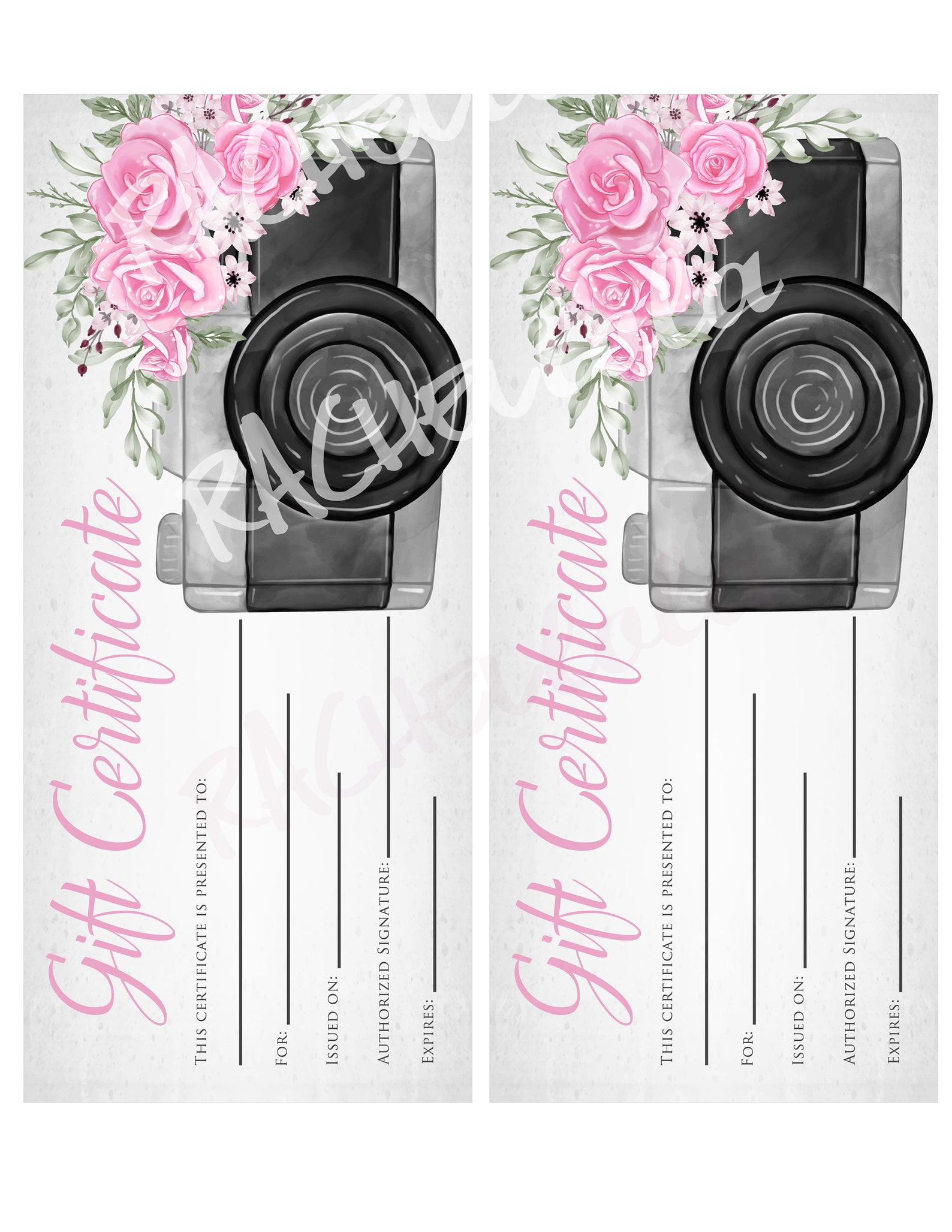 Printable Photography Gift Certificate Fillable Template - Etsy