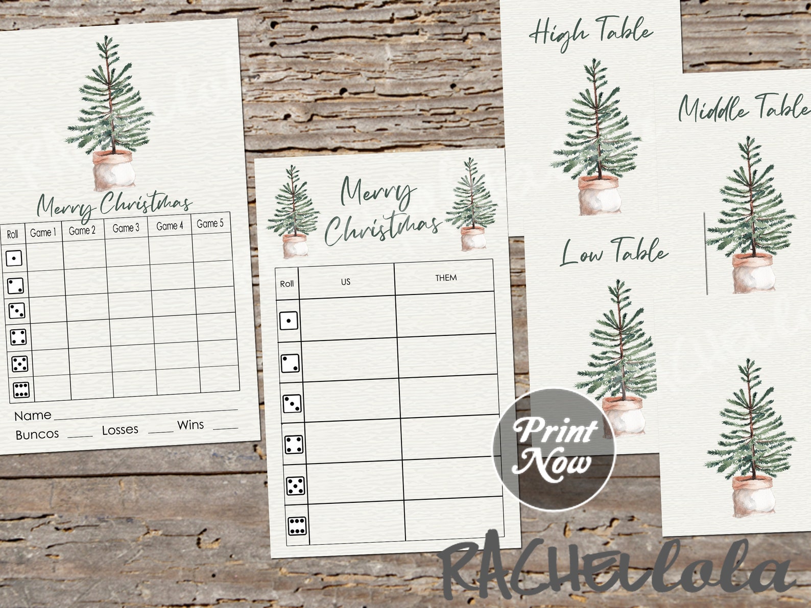 Christmas Bunco Score Sheet Scorecard Tally Table Signs - Etsy
