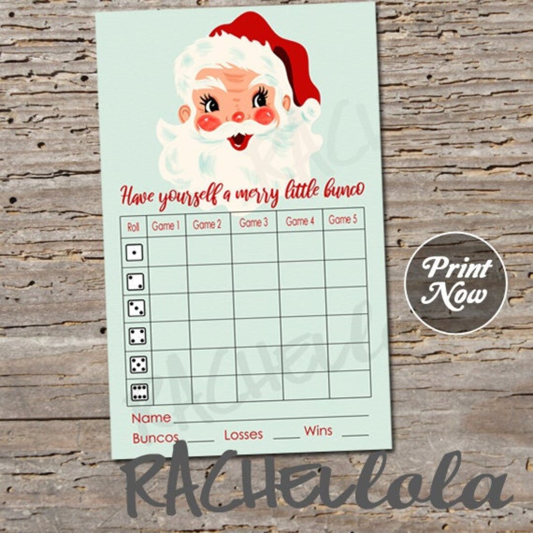 Vintage Santa Bunco Score Card Score Sheet Holiday Bunko Party
