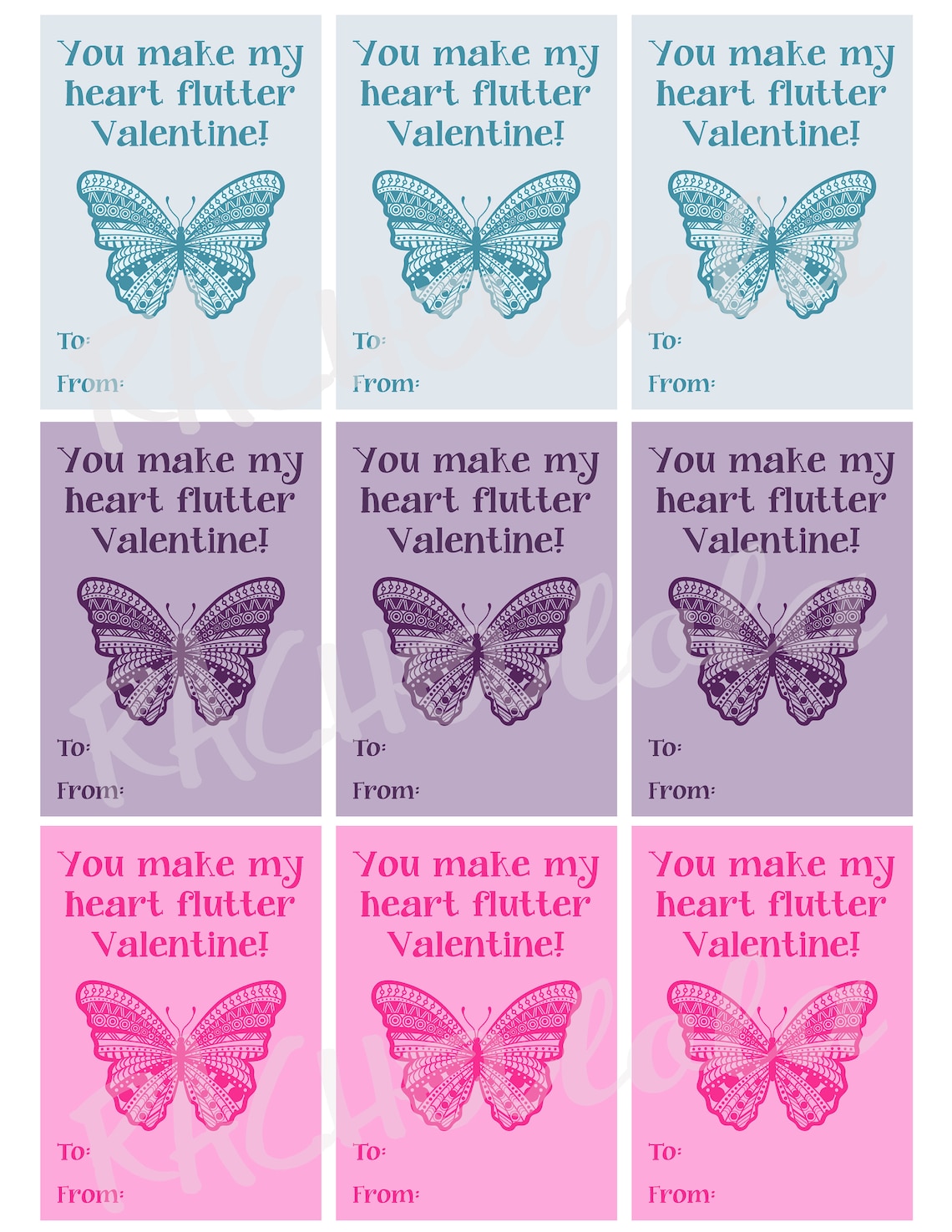 Butterfly Valentine's Day Card for Kids Printable Etsy