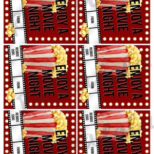 Redbox Code Movie Lights and Popcorn Movie Night Gift Tag - Etsy