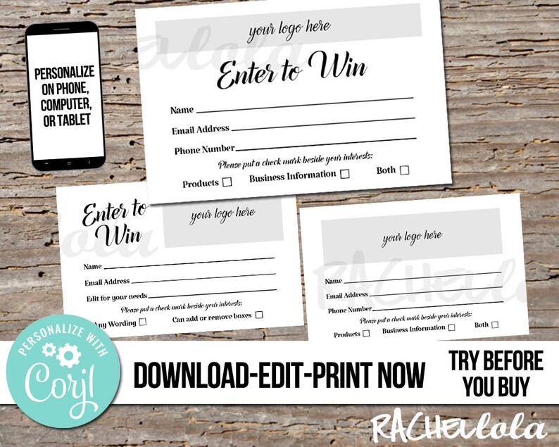 editable raffle ticket template printable door prize entry etsy